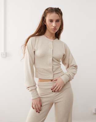 [Collusion] COLLUSION button through cosy cardigan in oatmeal (part of a set)-Neutral L Oatmeal