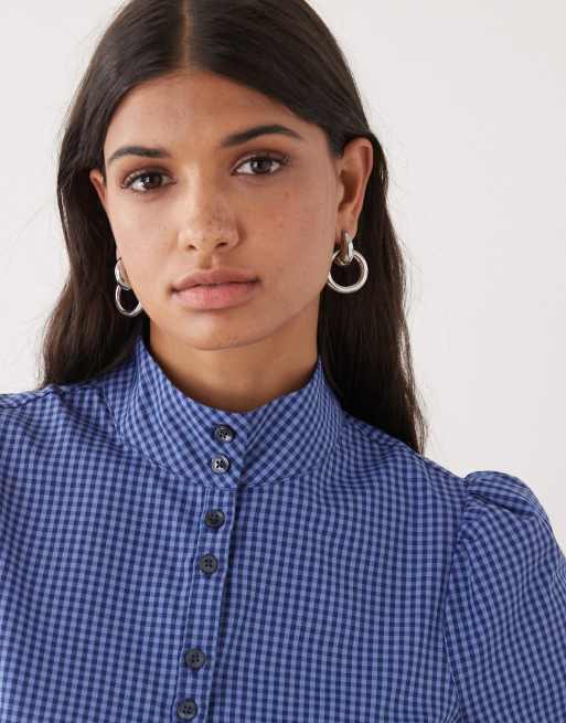 COLLUSION button up blouse in multi plaid