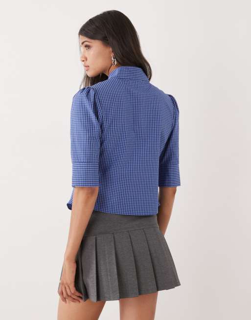 COLLUSION button up blouse in multi plaid