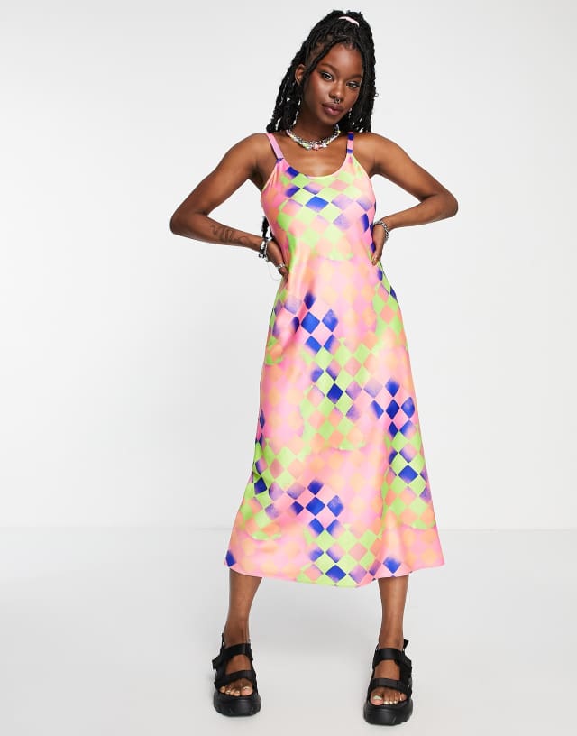 Collusion - cami abstract printed maxi slip dress in multi