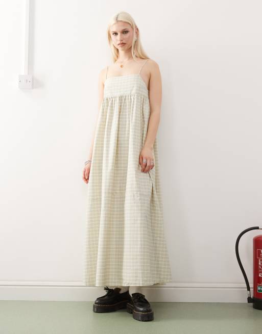 COLLUSION cami maxi dress in buttermilk plaid 