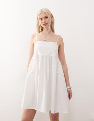 cami mini smock dress in white-Multi