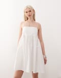 [Collusion] COLLUSION cami mini smock dress in white-Multi 8 WHITE