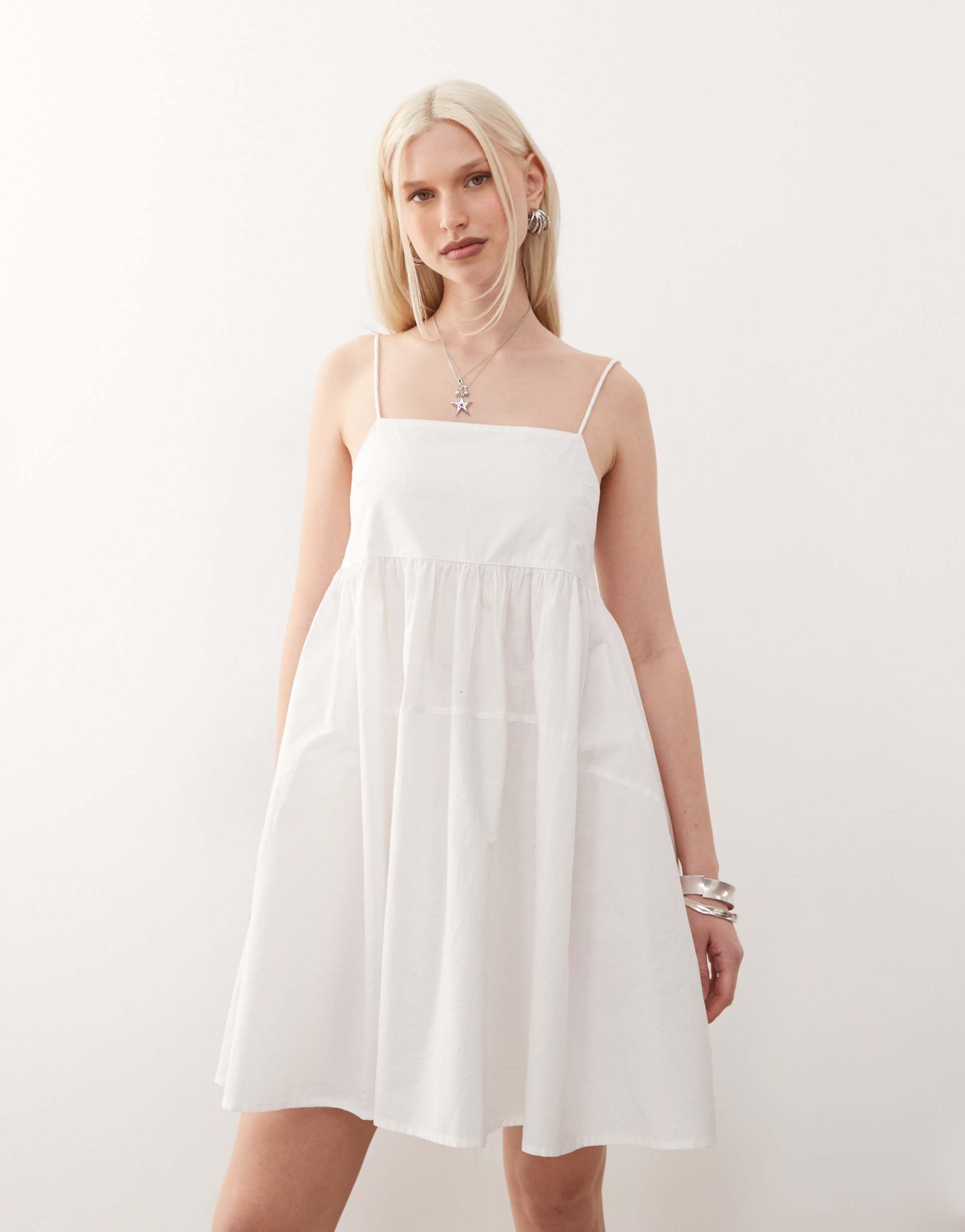 collusion cami mini smock dress in white