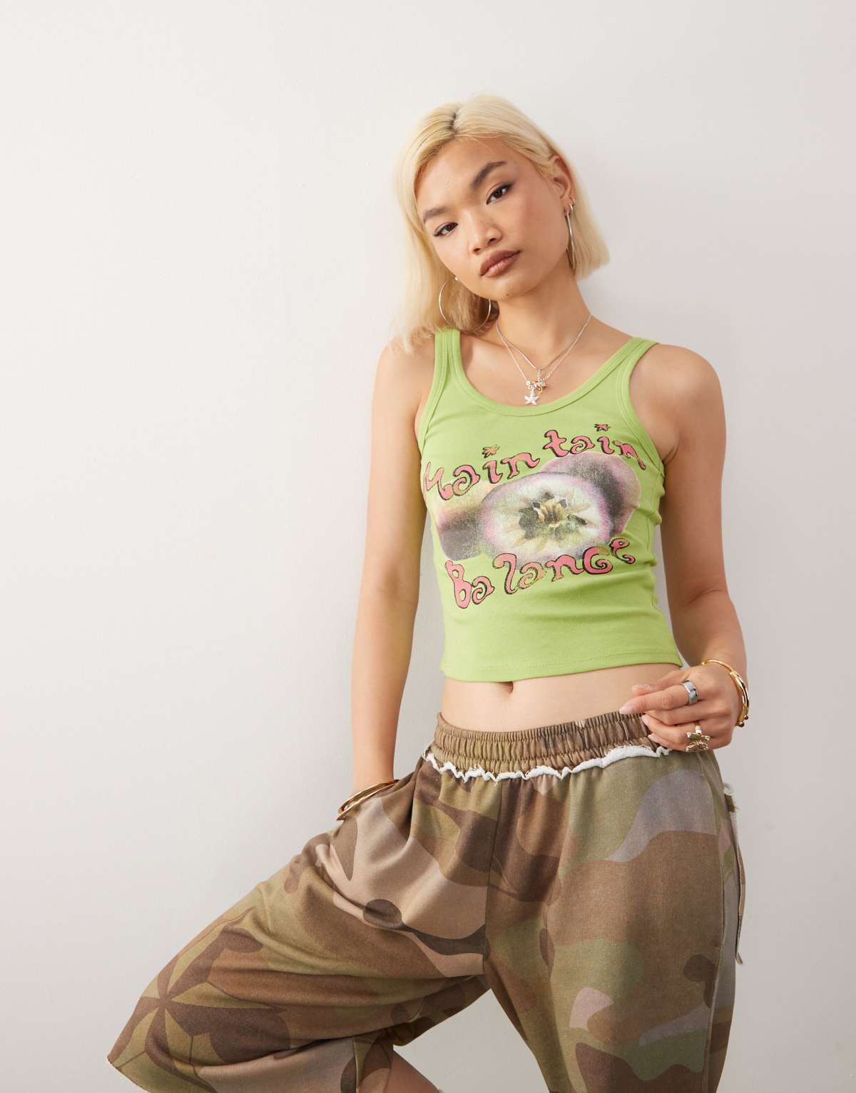 COLLUSION cami scoop vest with sweet nothings fruit print