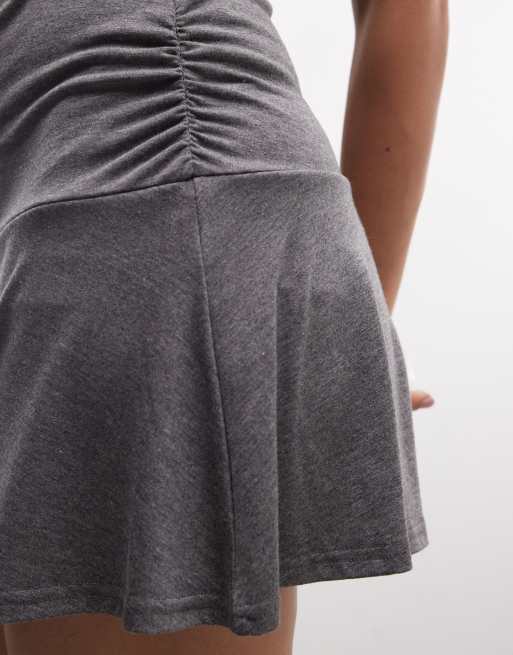 COLLUSION cami skort dress in grey marl, 3 of 4
