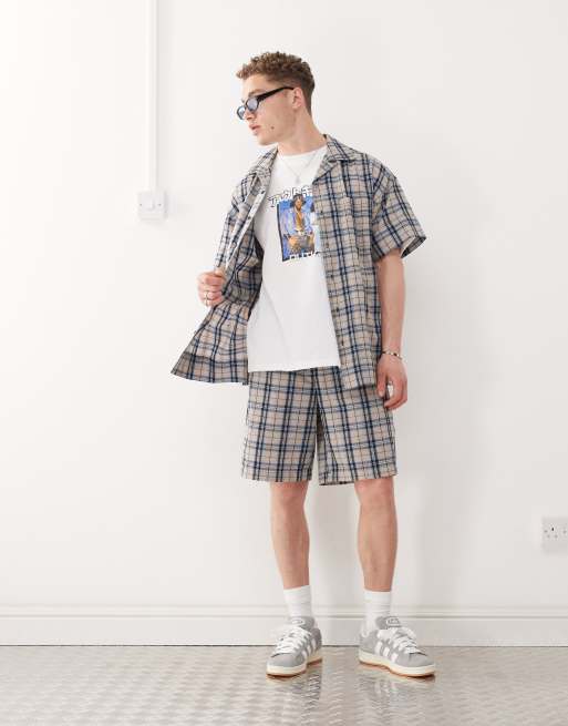 COLLUSION Camicia a maniche corte a quadri arancioni e blu ASOS