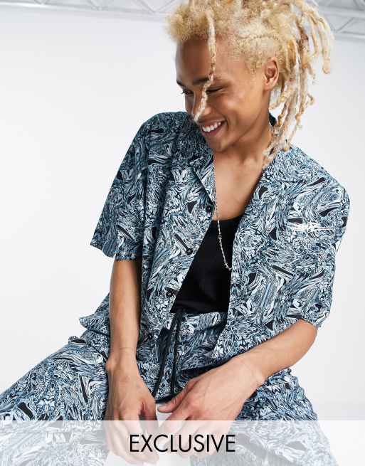 COLLUSION - Camicia a maniche corte con stampa in coordinato