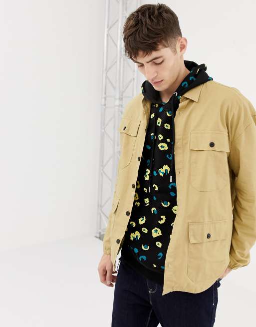 COLLUSION - Camicia a maniche lunghe color cuoio con quattro tasche