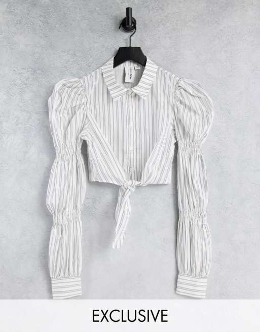 COLLUSION - Camicia corta con maniche a sbuffo e laccetti