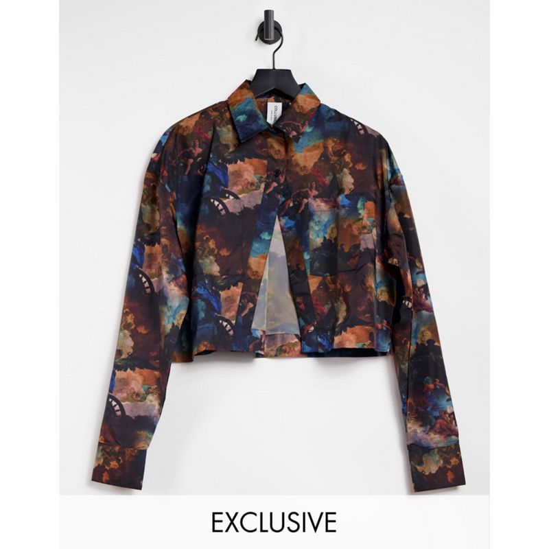 Donna Camicie e bluse COLLUSION - Camicia corta in taffetà con stampa in stile rinascimentale