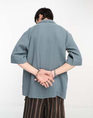 Camicia estiva testurizzata grigia con rever-Multicolore - Collusion Camicia donna  - immagine2