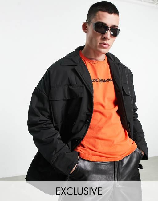 COLLUSION - Camicia giacca in nylon nera