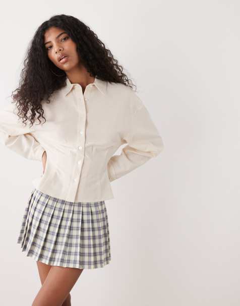 COLLUSION - Camicia in misto lino con vita stretta colore naturale - view 1