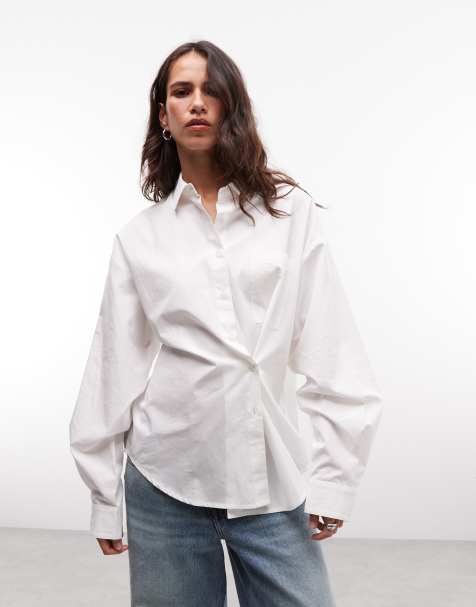 COLLUSION - Camicia oversize asimmetrica bianca con bottoni - view 1