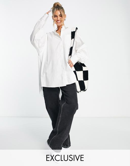 COLLUSION - Camicia oversize in cotone bianca - WHITE