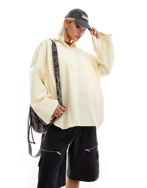 COLLUSION - Camicia oversize in popeline color limone