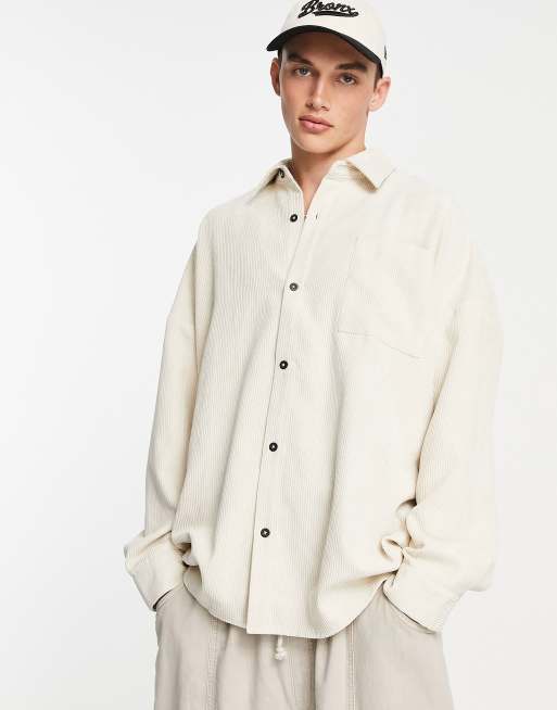 COLLUSION - Camicia oversize in velluto a coste écru