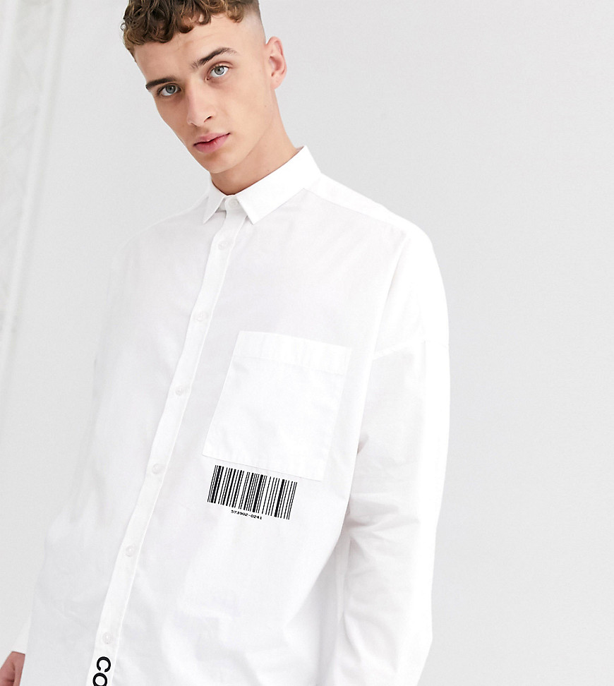 COLLUSION - Camicia oversize stampata con spalle scese-Bianco