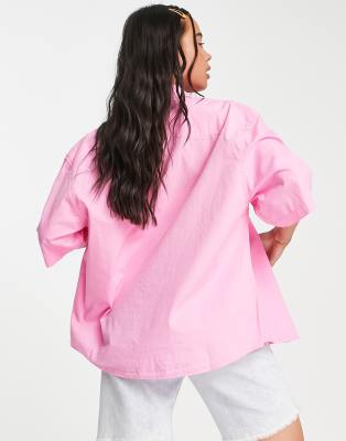 Camicia squadrata oversize rosa acceso - PINK - Collusion Camicia donna  - immagine2