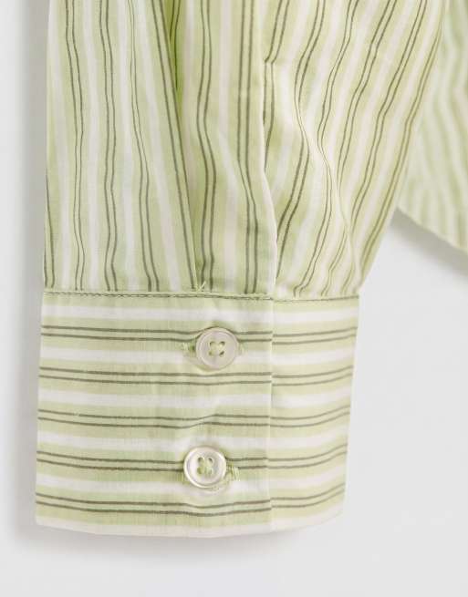 COLLUSION - Camicia squadrata oversize verde a righe, 8 di 8