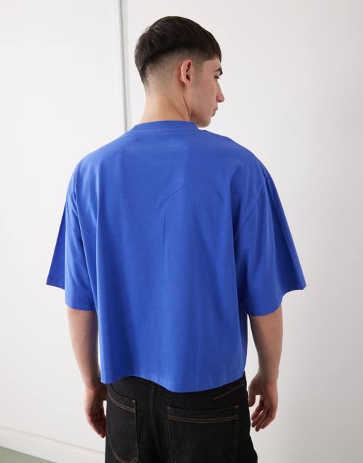 COLLUSION - Camiseta azul luminoso de corte cuadrado extragrande, 3 de 5