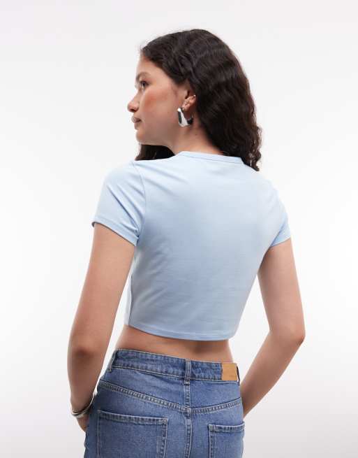 COLLUSION - Camiseta muy corta azul pastel, 4 de 4