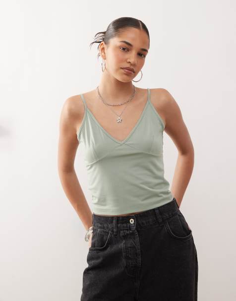 COLLUSION – Camisole in Khaki mit tiefem V-Ausschnitt - view 1