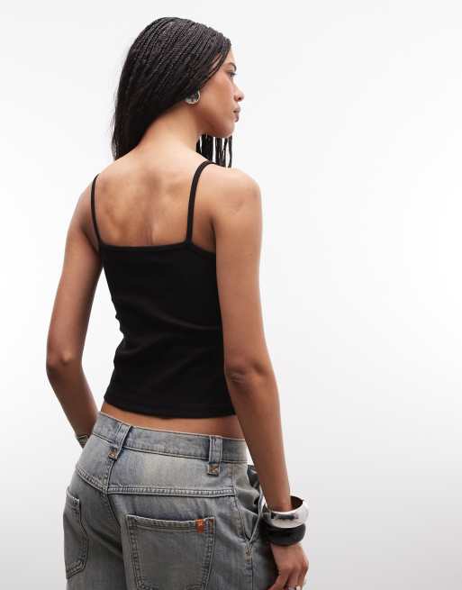 COLLUSION – Camisole in Schwarz mit Spaghettiträgern und Haken- und Ösenverschluss, 4 von 4