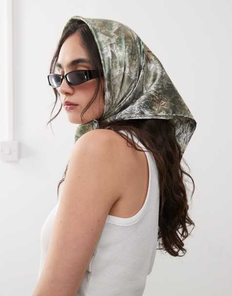 COLLUSION camo leaf print headscarf in multi - view 1