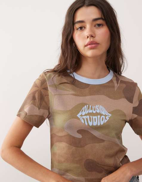 COLLUSION camo print baby tee - view 1