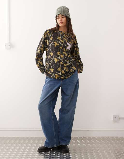 COLLUSION camo printed airtex long sleeve top, 3 of 4