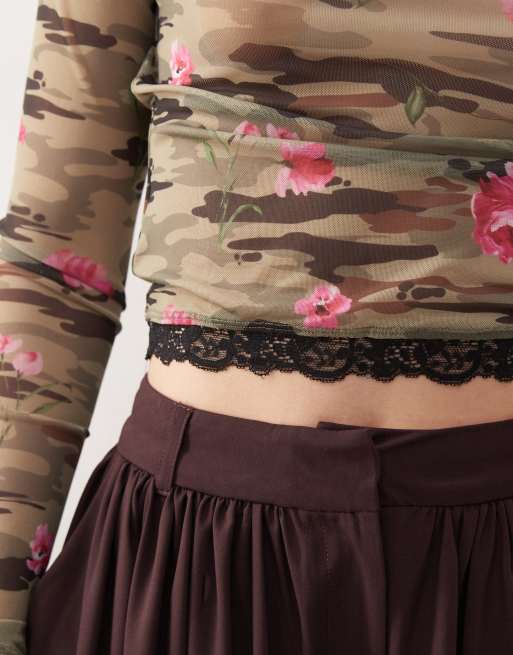 COLLUSION camo rose print long sleeve top, 2 of 4