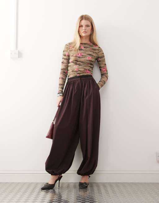 COLLUSION camo rose print long sleeve top, 3 of 4