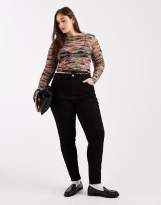 Collusion Camo Rose Print Long Sleeve Top-multi In Multi