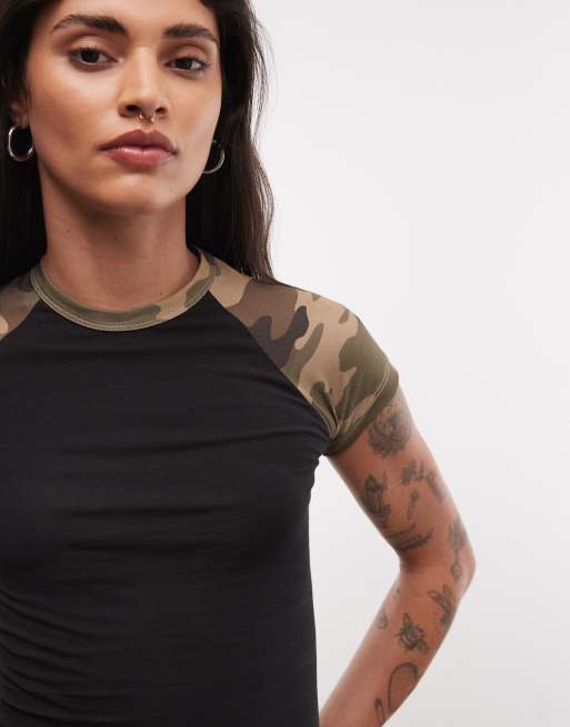 COLLUSION camo T-shirt met raglanmouwen, 3 van 4