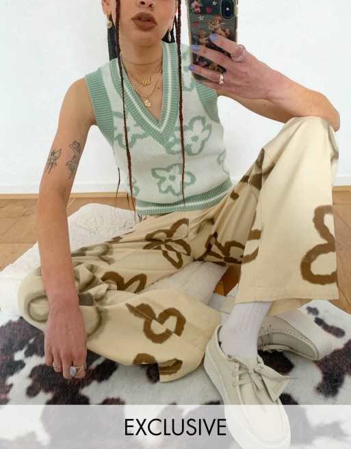 COLLUSION - Canotta in maglia con motivo floreale in jacquard