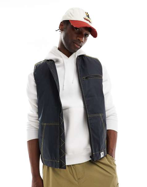 COLLUSION canvas gilet in navy - view 1