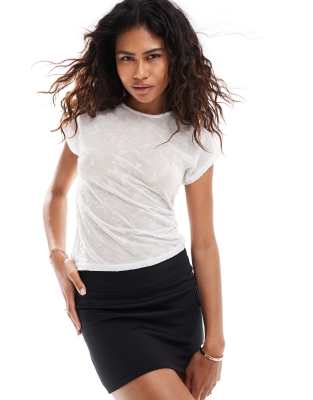 Collusion Cap Sleeve Fitted T-shirt In White