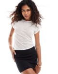 [Collusion] COLLUSION cap sleeve fitted t-shirt in tonal devore-White L CREAM