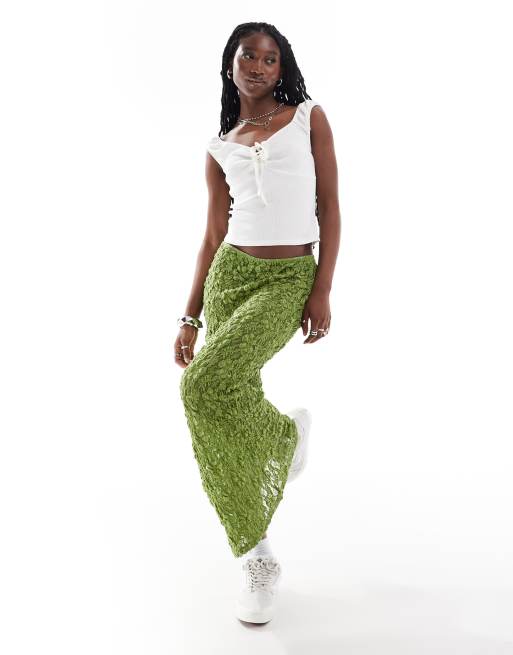 COLLUSION cap sleeve tie front top in white rib, 2 of 4