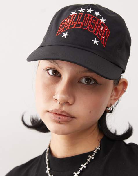 COLLUSION cap with stars print and embroidery in black - view 1