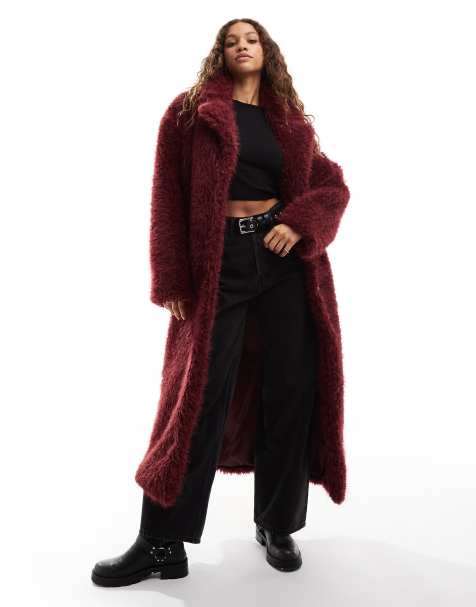 Collusion - Cappotto taglio lungo bordeaux in pelliccia - view 1