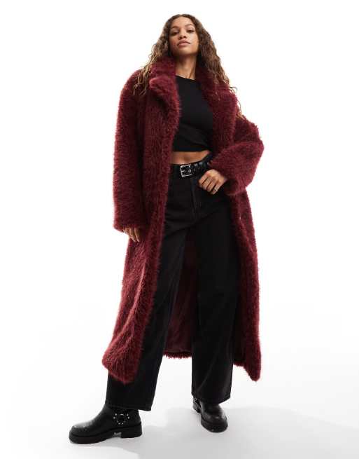 Collusion - Cappotto taglio lungo bordeaux in pelliccia