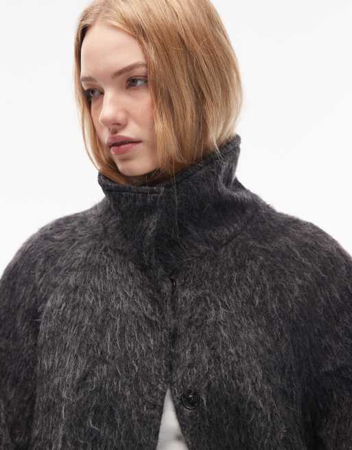 COLLUSION - Cappotto taglio lungo mélange spazzolato con cintura, 3 di 4