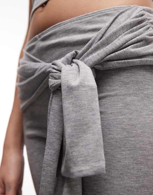 COLLUSION - Capri broek met lage gestrikte taille in gemêleerd grijs, deel van co-ord set, 2 van 5