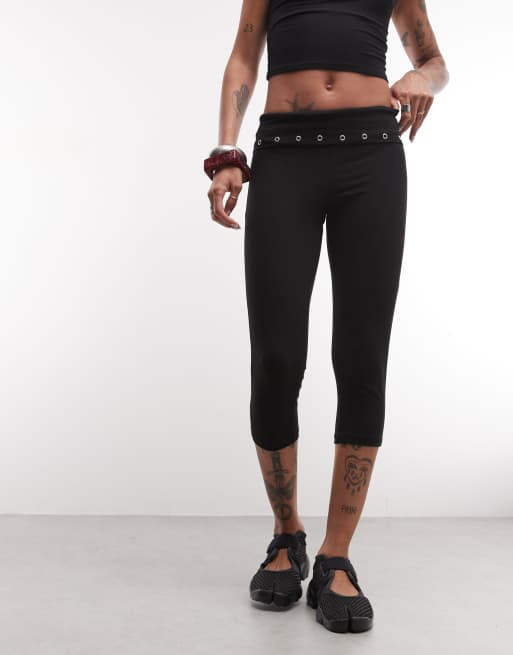 COLLUSION capri legging with eyelet detail in black, 3 of 5