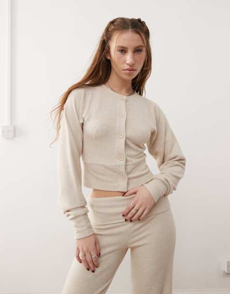 COLLUSION - Cardigan comodo color avena con bottoni in coordinato - view 1