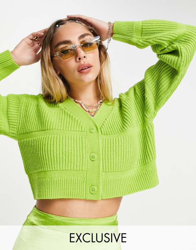 COLLUSION cardigan in lime