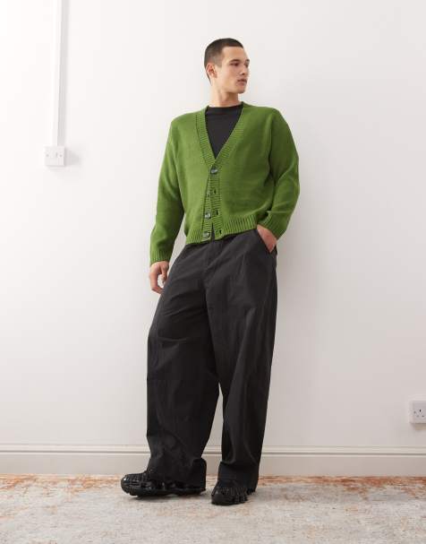 COLLUSION - Cardigan in maglia kaki con scollo a V - view 1